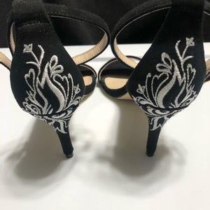Hal Rubenstein Black Embroidered Heels